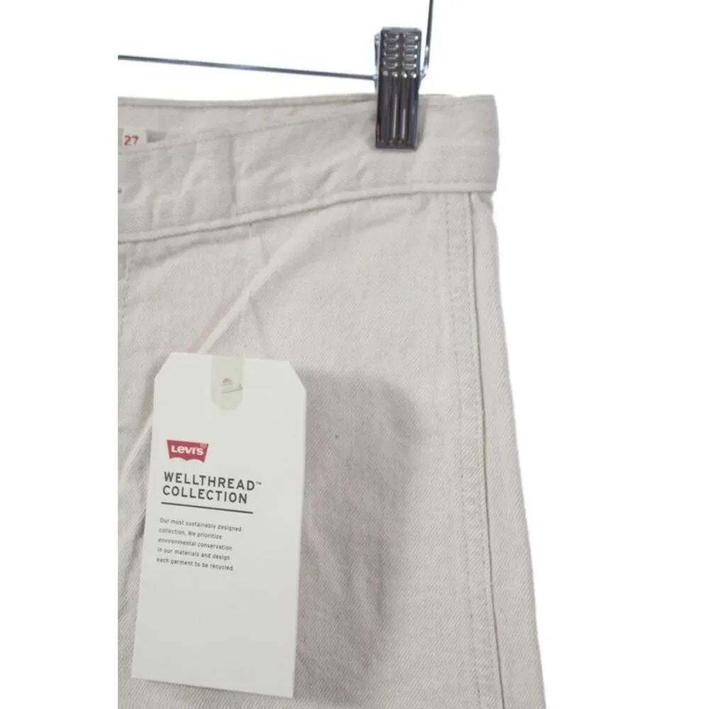 Levis Womens Cropped High Rise Beige Cotton Pants Size 27